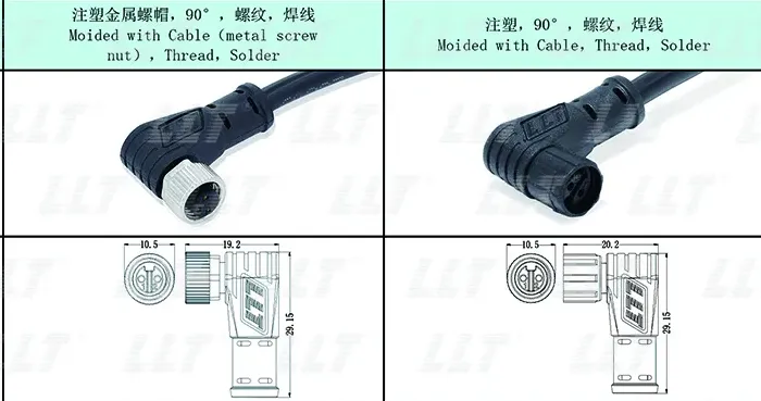 M8 Female-Male 90° Connector